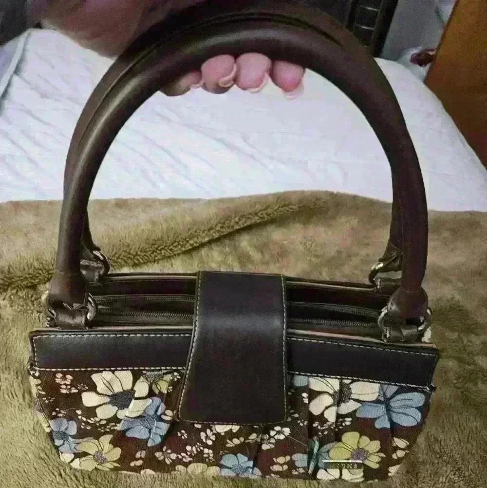 MICHE Small purse. Brown w flowers - Picture 12 of 12